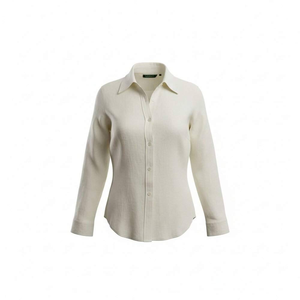 Ralph Lauren Button Up Off White Linen Blouse Size Large